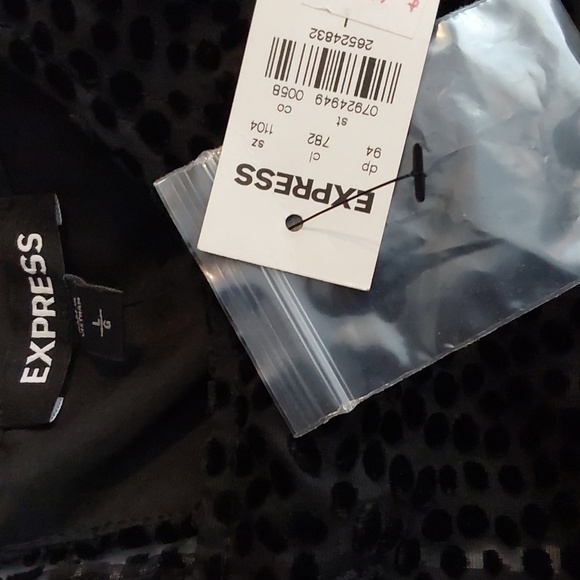 Express- Black Swiss Dot texture Semi Sheer Dress Mod edgy Whimsical Sz.L - Picture 12 of 13